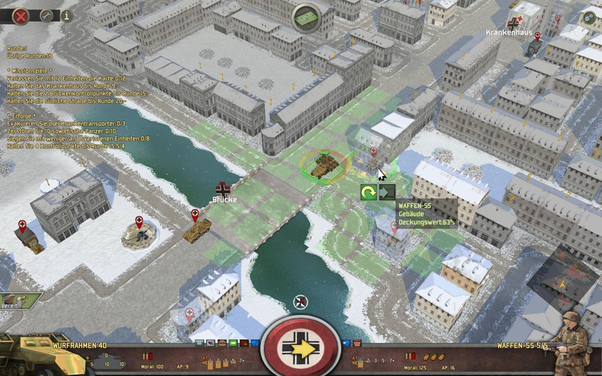 <small>Battle Academy 2: Eastern Front (Windows) screenshot:</small><br> German units in Charkow