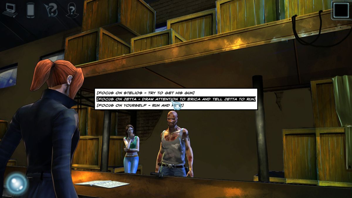 Cognition: An Erica Reed Thriller - Episode 4: The Cain Killer (Windows) screenshot: Unique in this episode, the choices you make impact the affection of other characters toward you.