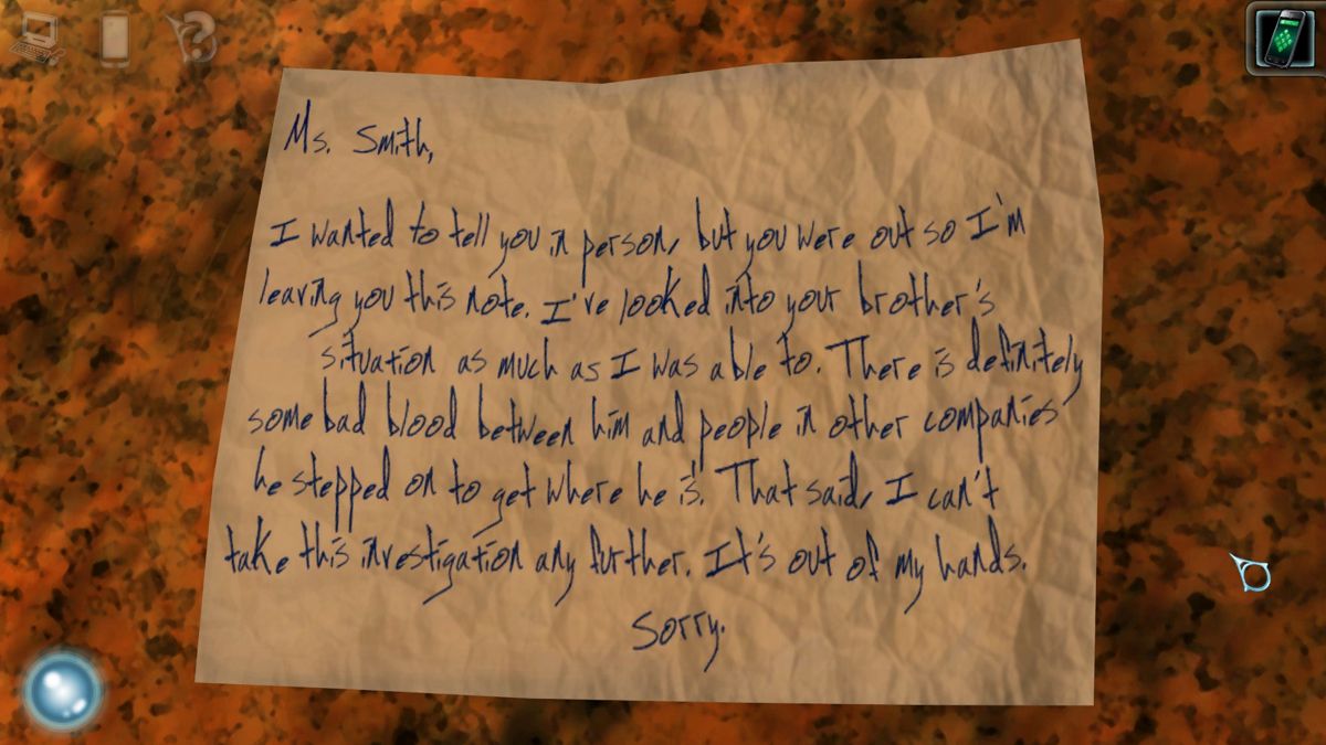 Cognition: An Erica Reed Thriller - Episode 3: The Oracle (Windows) screenshot: John left the message for Cordelia... what is their connection?