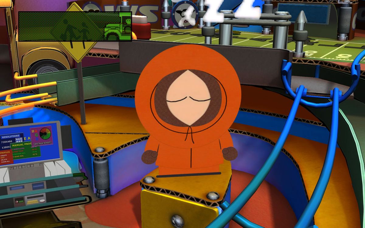 Zen Pinball 2: South Park Pinball (Windows) screenshot: <i>Super Sweet Pinball</i> - Kenny will be hiding all over the table.