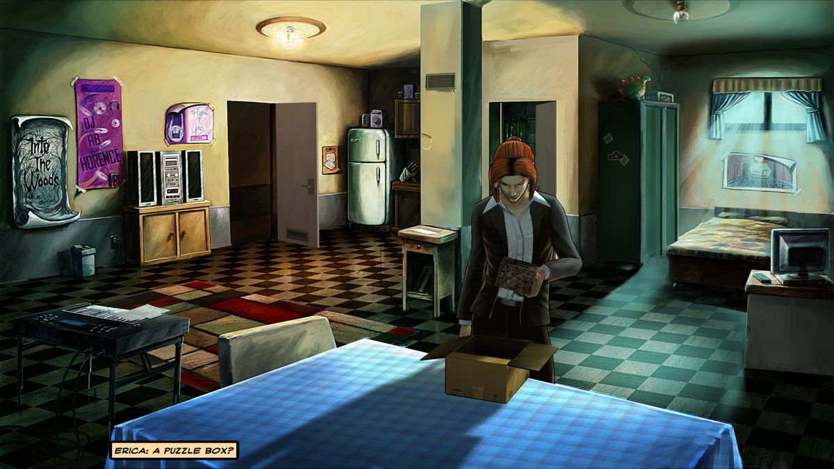 Cognition: An Erica Reed Thriller - Episode 2: The Wise Monkey (Windows) screenshot: Found a mysterious package at the suspect's apartment.