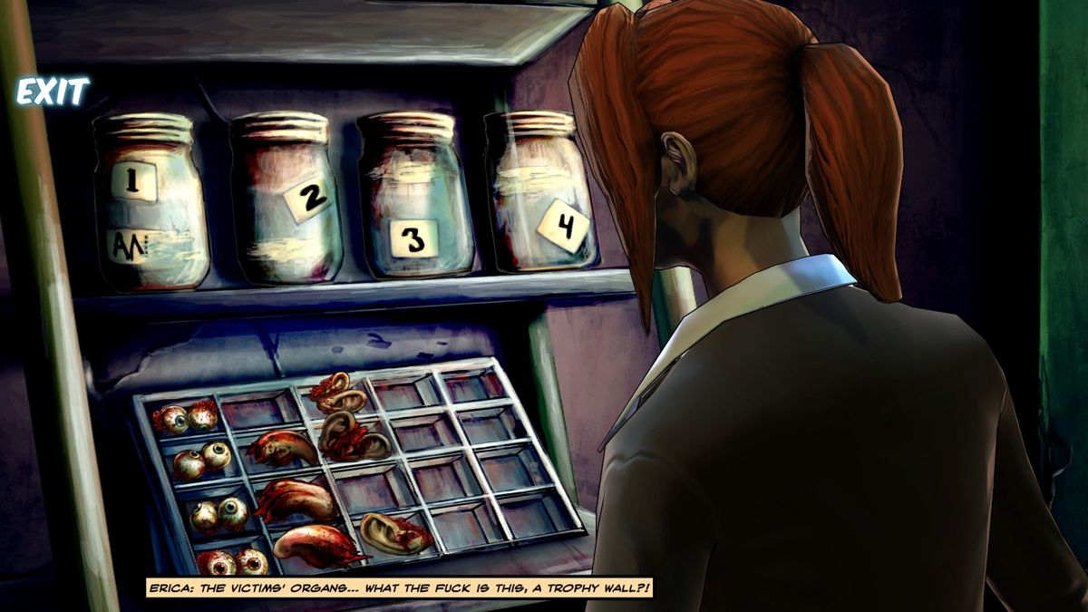 Cognition: An Erica Reed Thriller - Episode 2: The Wise Monkey (Windows) screenshot: Use Erica's cognitive ability to find out which organ belonged to which victim.