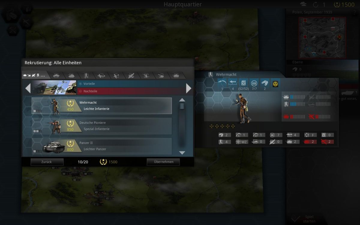 Panzer Tactics HD (Windows) screenshot: Purchase new units.