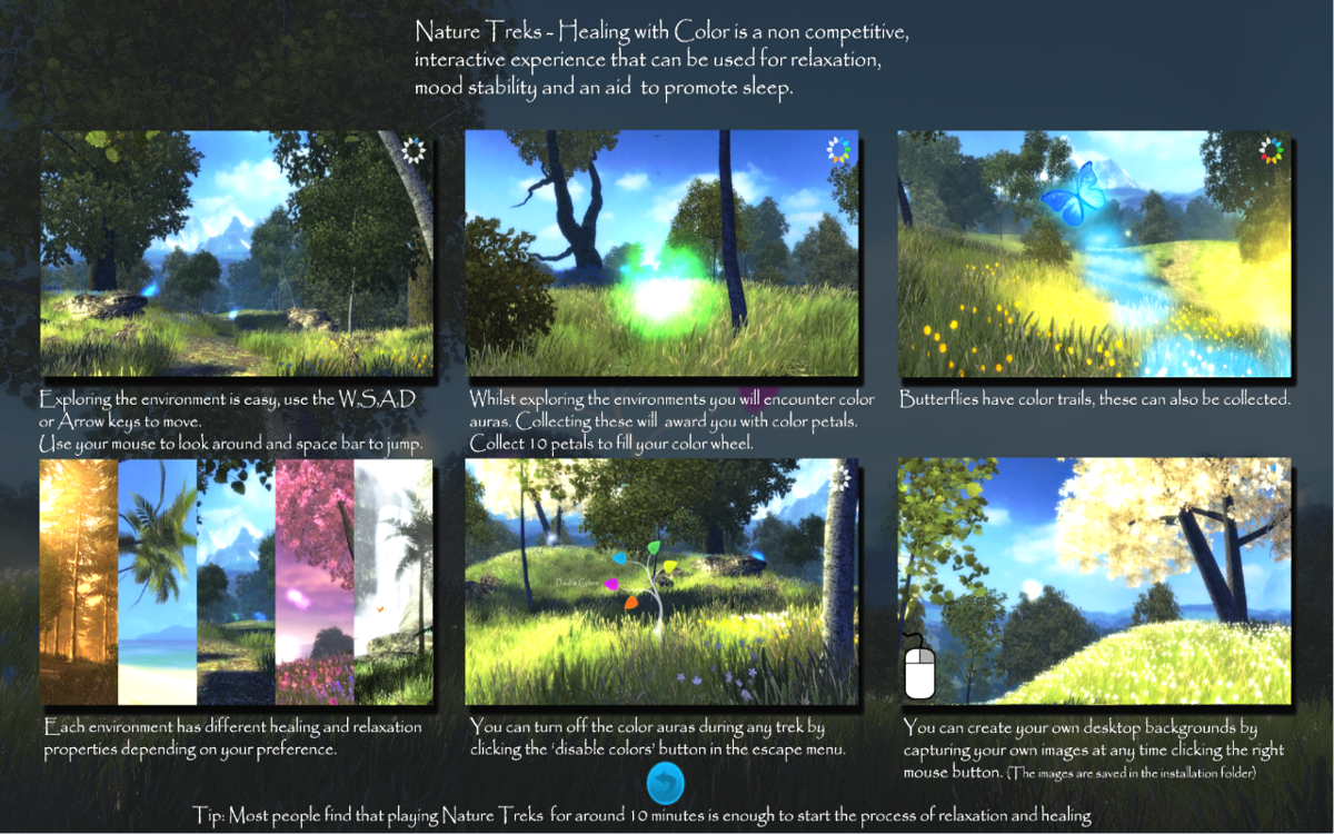Nature Treks: Healing with Color Deluxe (Windows) screenshot: Help screen