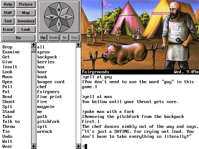 Eric the Unready (DOS) screenshot: I try to annoy this guy any way I can