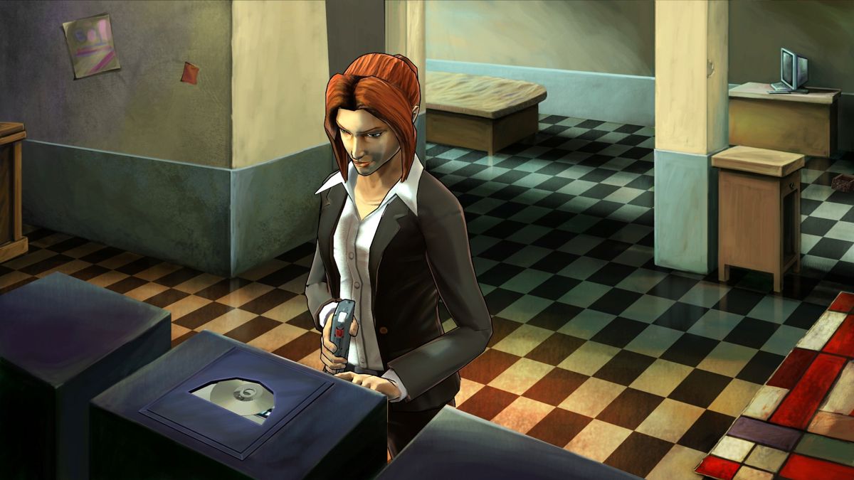 Cognition: An Erica Reed Thriller - Episode 2: The Wise Monkey (Windows) screenshot: Recording the song... notice the CD is actually very misaligned during playback.