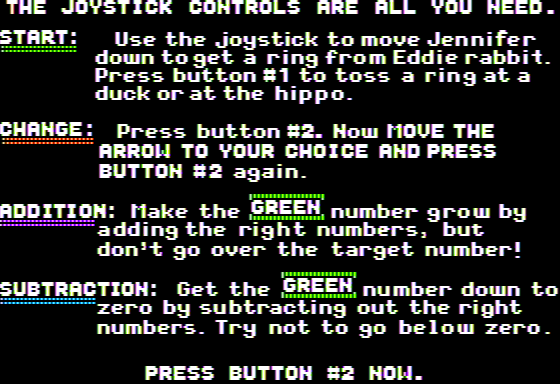 Sum Ducks (Apple II) screenshot: Instructions