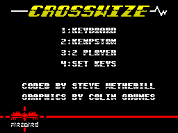 Crosswize (ZX Spectrum) screenshot: Title screen.