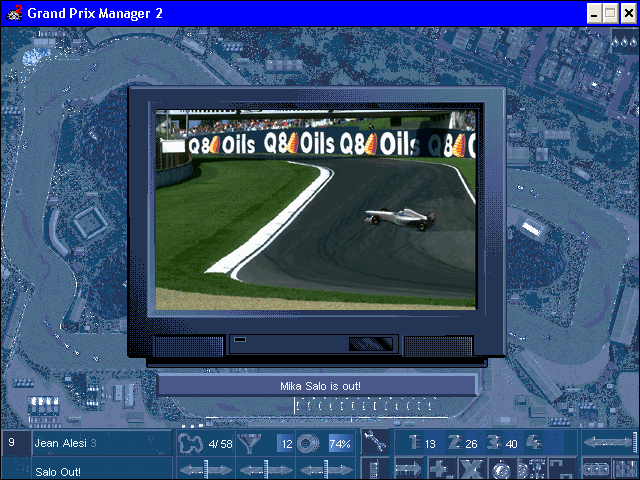 Grand Prix Manager 2 (Windows) screenshot: TV replay - accident
