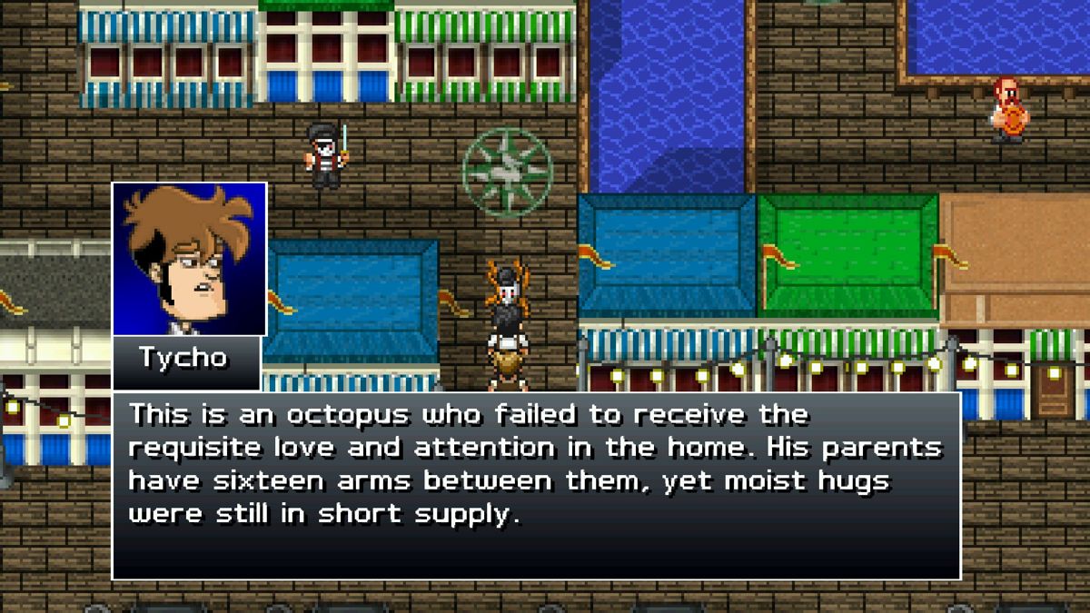 Penny Arcade's On the Rain-Slick Precipice of Darkness 3 (Windows) screenshot: Typical Penny Arcade humor, love it or hate it.