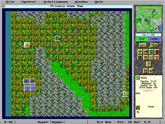 Empire II: The Art of War (DOS) screenshot: The enemy has been spotted!