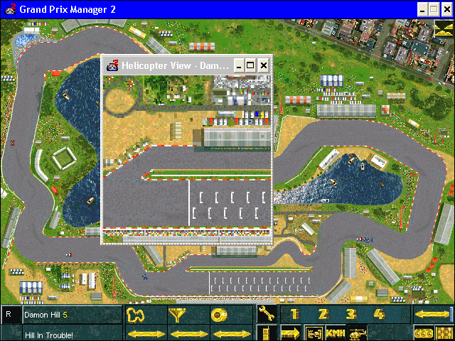 Grand Prix Manager 2 (Windows) screenshot: Helicopter view
