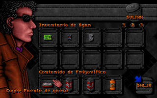 DreamWeb (DOS) screenshot: Checking the fridge