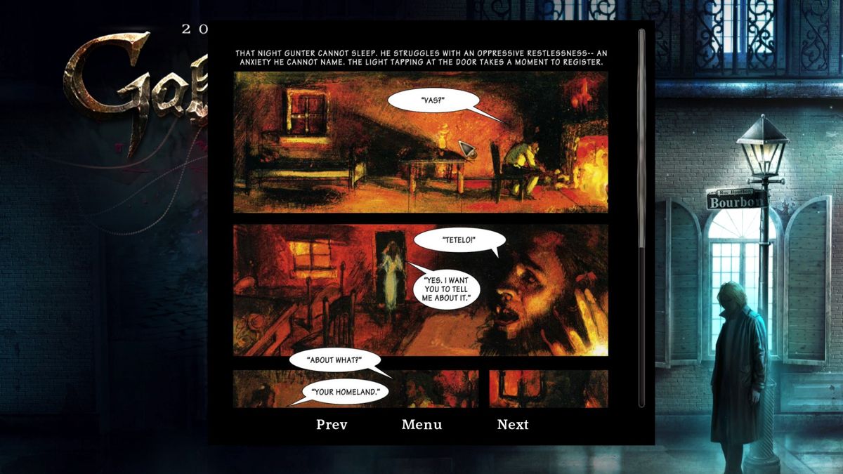 Gabriel Knight: Sins of the Fathers - 20th Anniversary Edition (Windows) screenshot: Included graphic novel serves as a prologue and tells the story of one of Gabriel's ancestors.