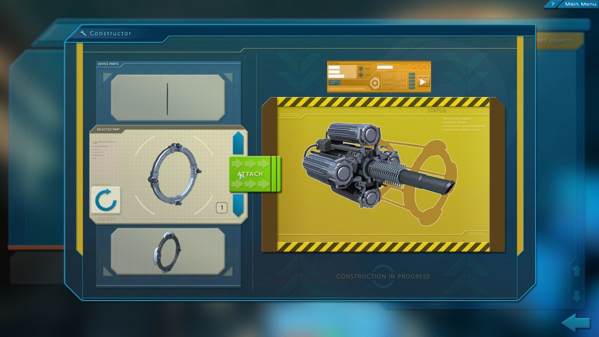 J.U.L.I.A.: Among the Stars (Windows) screenshot: Combining the parts to make a super gun.