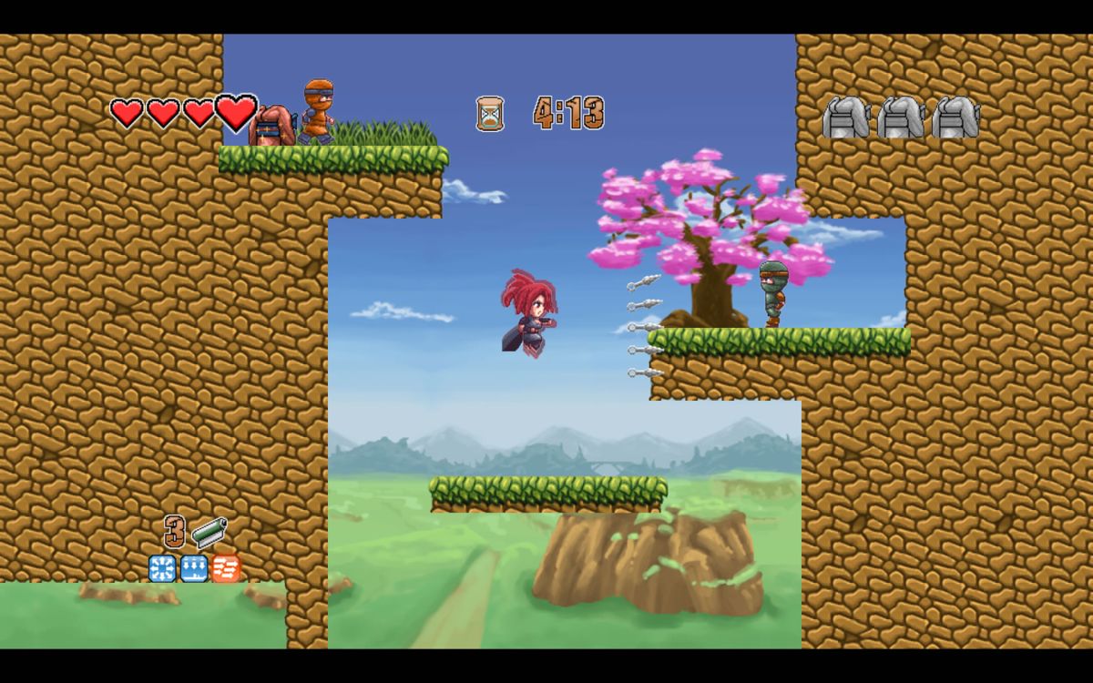 Akane the Kunoichi (Windows) screenshot: This level has a platform that moves vertically automatically. Don't stay behind.
