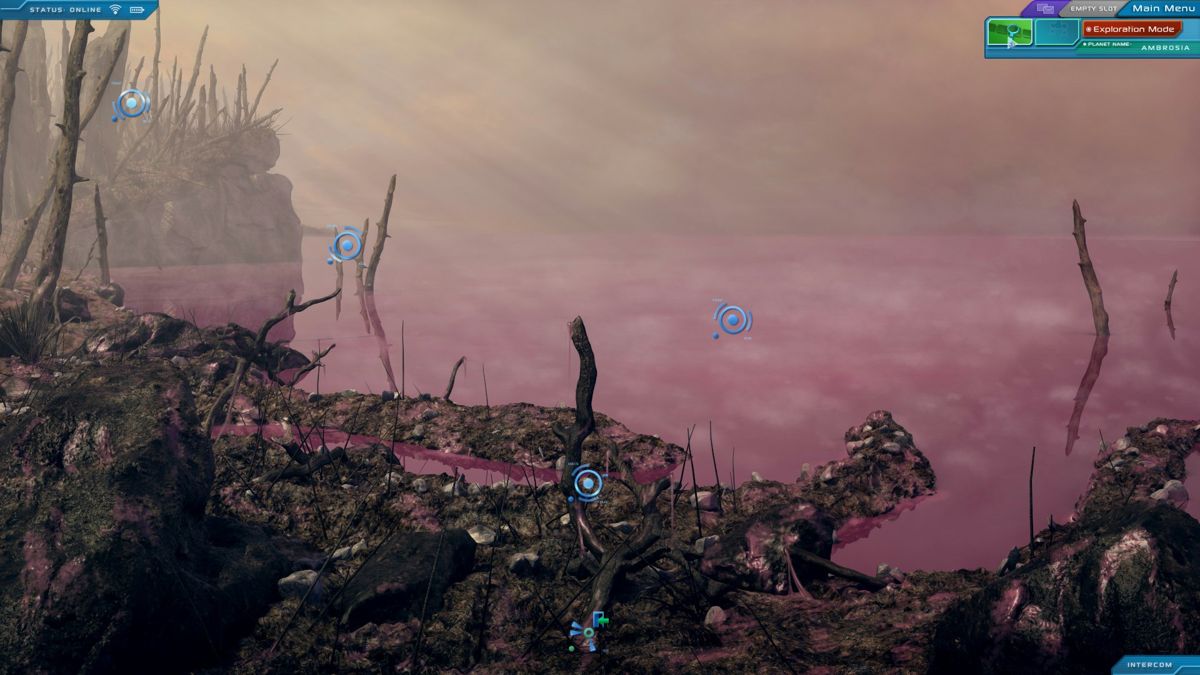 J.U.L.I.A.: Among the Stars (Windows) screenshot: The purple lake is poisoning the Ambrosians.