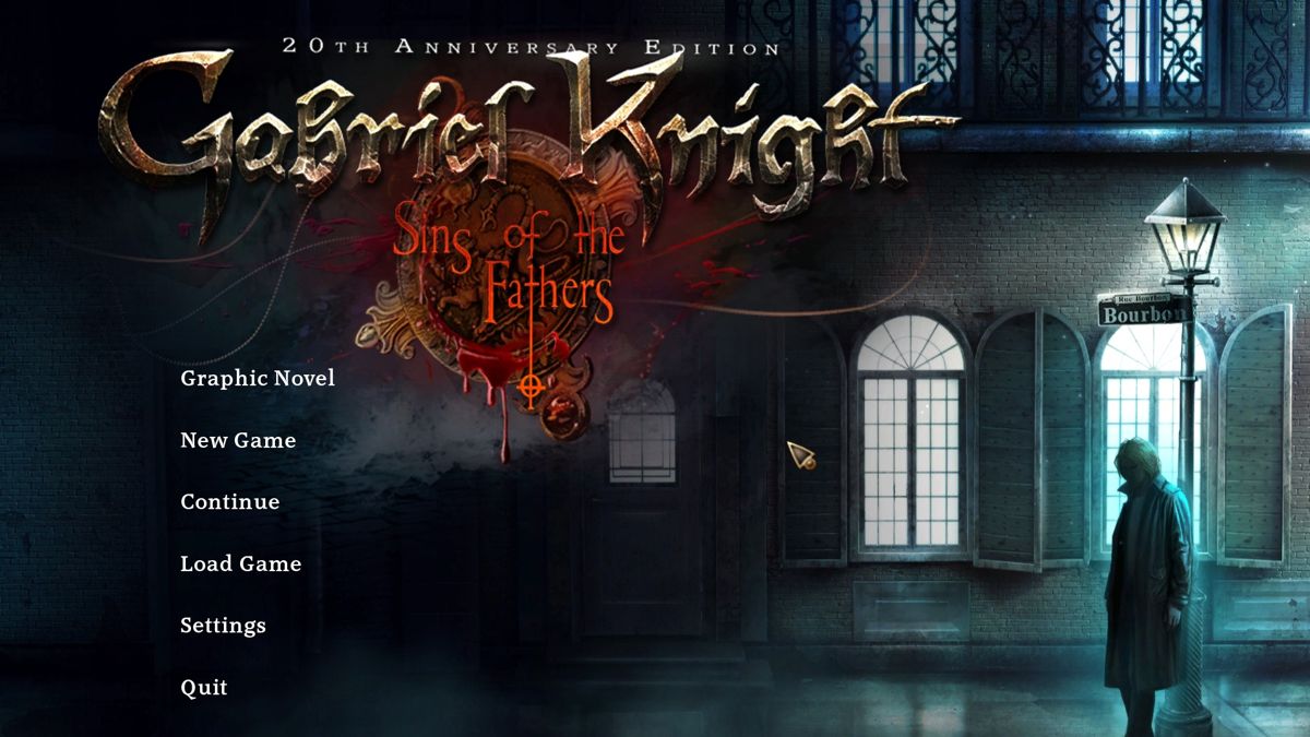 Gabriel Knight: Sins of the Fathers - 20th Anniversary Edition (Windows) screenshot: Main menu.