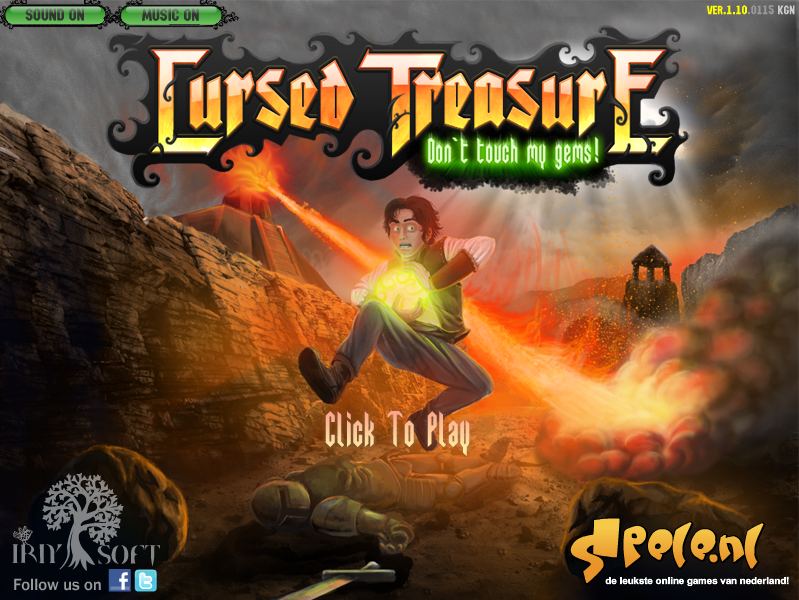 Cursed Treasure: Don't Touch My Gems! (Browser) screenshot: Title screen