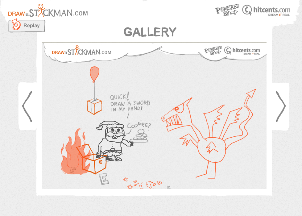 Draw a Stickman (Browser) screenshot: A custom drawing in the gallery