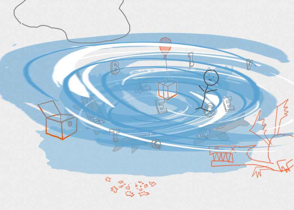 Draw a Stickman (Browser) screenshot: A drain takes care of the water.