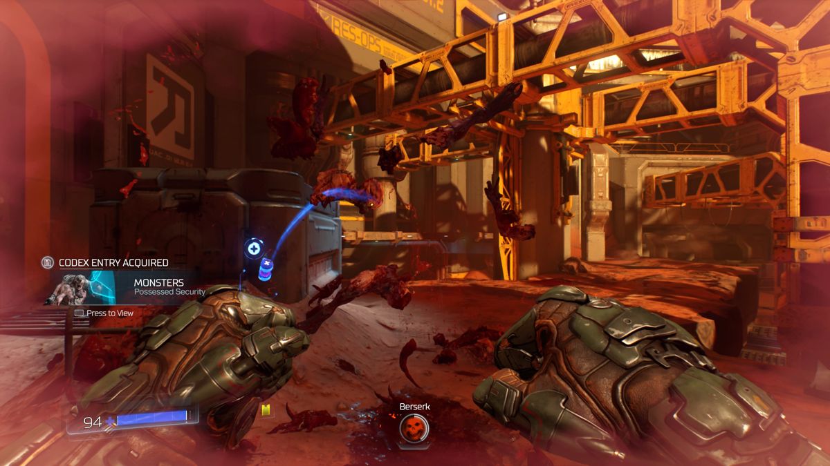 Doom (PlayStation 4) screenshot: Berserk mode enhances regular punches