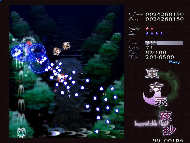 Tōhō: Imperishable Night (Windows) screenshot: Danmaku gameplay
