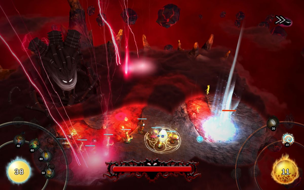 Shad'O (Windows) screenshot: The boss can launch a spell that stuns all your units for a short time.