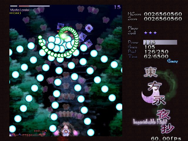 Tōhō: Imperishable Night (Windows) screenshot: Bigger bullets