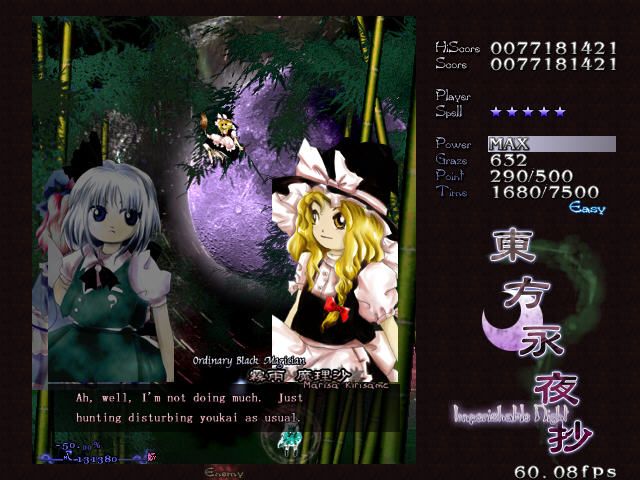 Tōhō: Imperishable Night (Windows) screenshot: Marisa