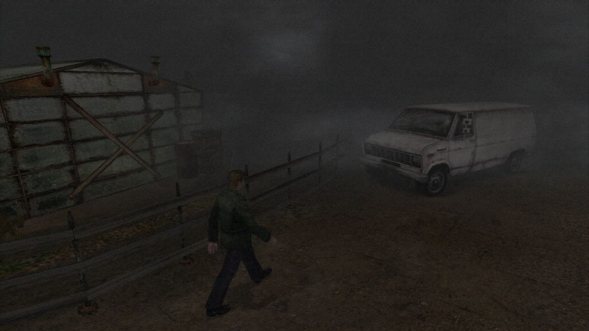 Silent Hill: HD Collection (PlayStation 3) screenshot: Silent Hill 2 - Passing by the ranch.