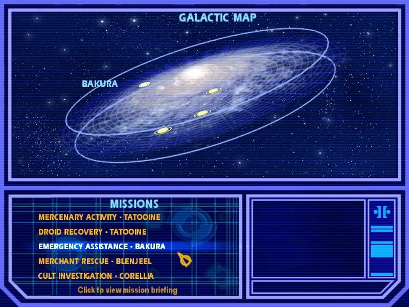 Star Wars: Jedi Knight - Jedi Academy (Windows) screenshot: Each level of the story lets you select what order you will take the missions in.