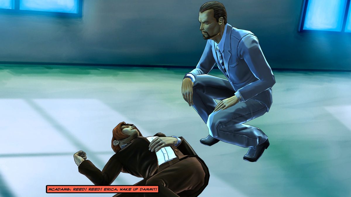 Cognition: An Erica Reed Thriller - Episode 2: The Wise Monkey (Windows) screenshot: McAdams found you drugged and unconscious with a crime scene next to you.