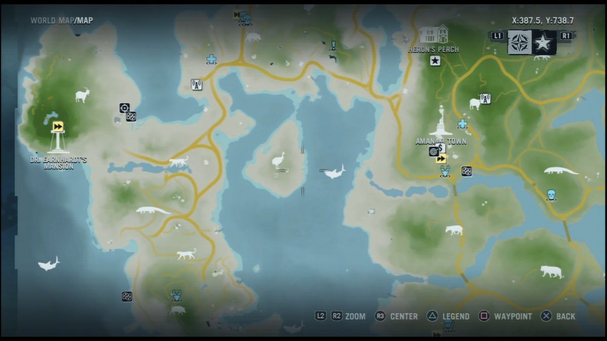 Far Cry 3 (PlayStation 3) screenshot: Island map.