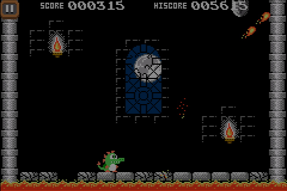 Dragon Panic (iPhone) screenshot: Players can only shoot up diagonally to the left or right