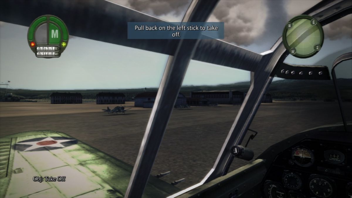 Damage Inc.: Pacific Squadron WWII (PlayStation 3) screenshot: Checking the runway before taking off.