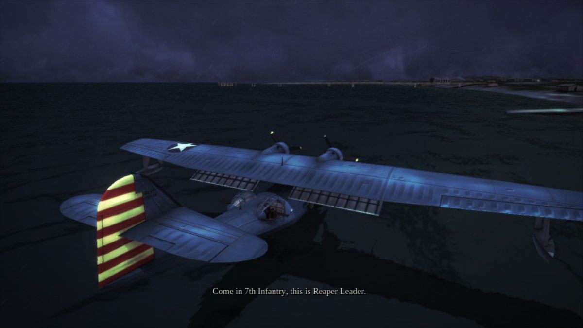 Damage Inc.: Pacific Squadron WWII (PlayStation 3) screenshot: Cataline is not as maneuverable as other planes, but it can land almost anywhere.