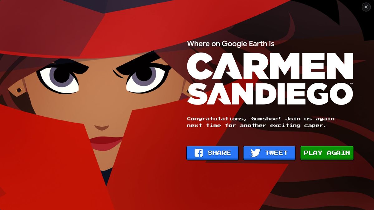 Where On Google Earth Is Carmen Sandiego?: The Crown Jewels Caper (Browser) screenshot: Game Over