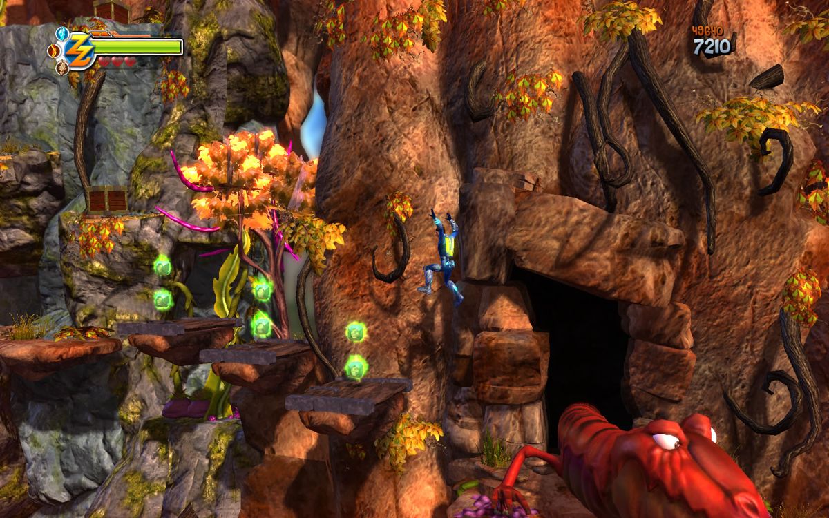 Zack Zero (Windows) screenshot: Zack dodges a worm.