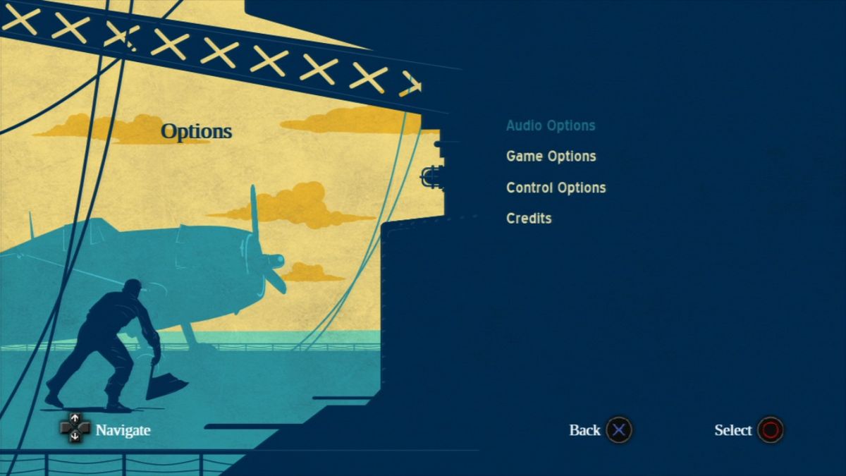 Damage Inc.: Pacific Squadron WWII (PlayStation 3) screenshot: Options menu.