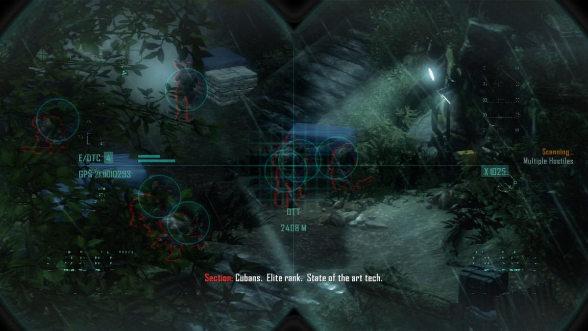 Call of Duty: Black Ops II (PlayStation 3) screenshot: Using binoculars to estimate enemy presence in the area.