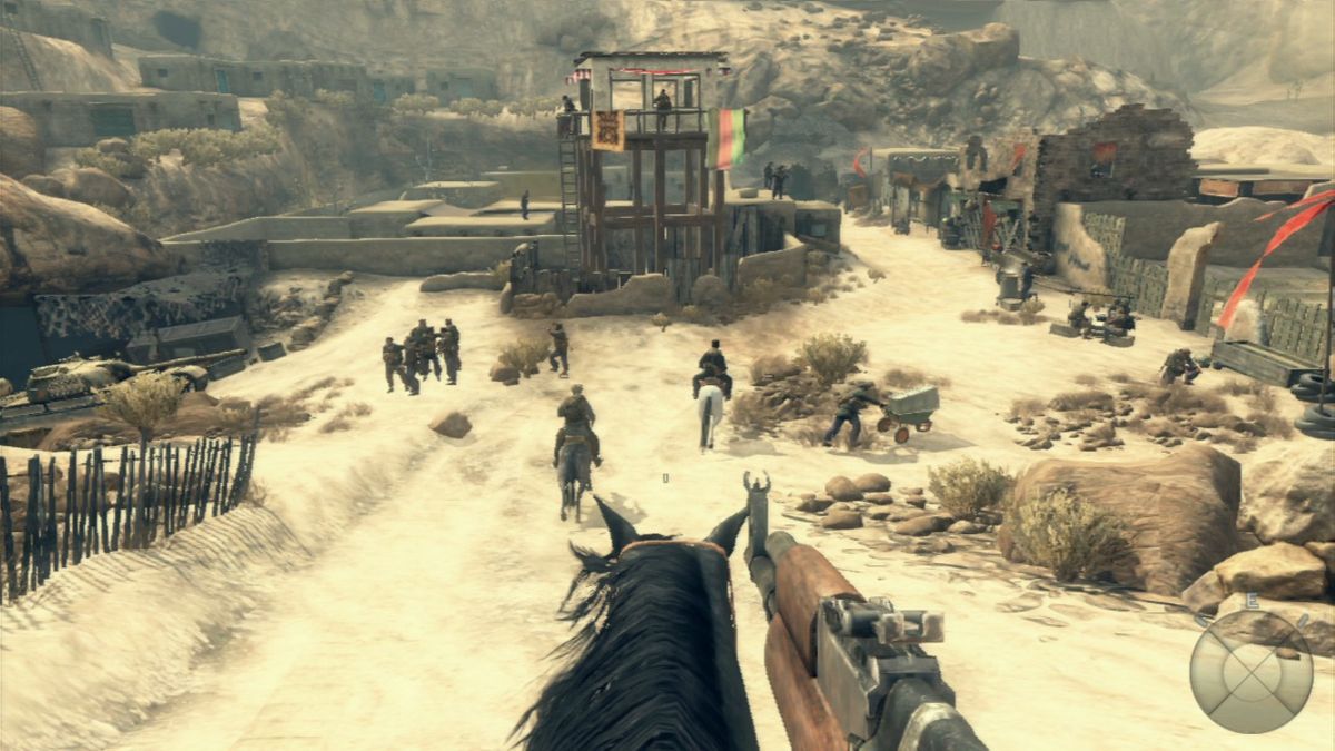 Call of Duty: Black Ops II (PlayStation 3) screenshot: Approaching the afghan camp on horse.