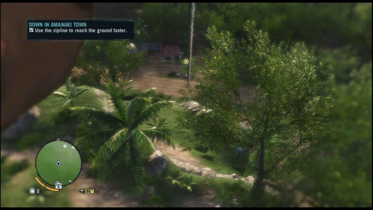Far Cry 3 (PlayStation 3) screenshot: Zipline is the fast way down.