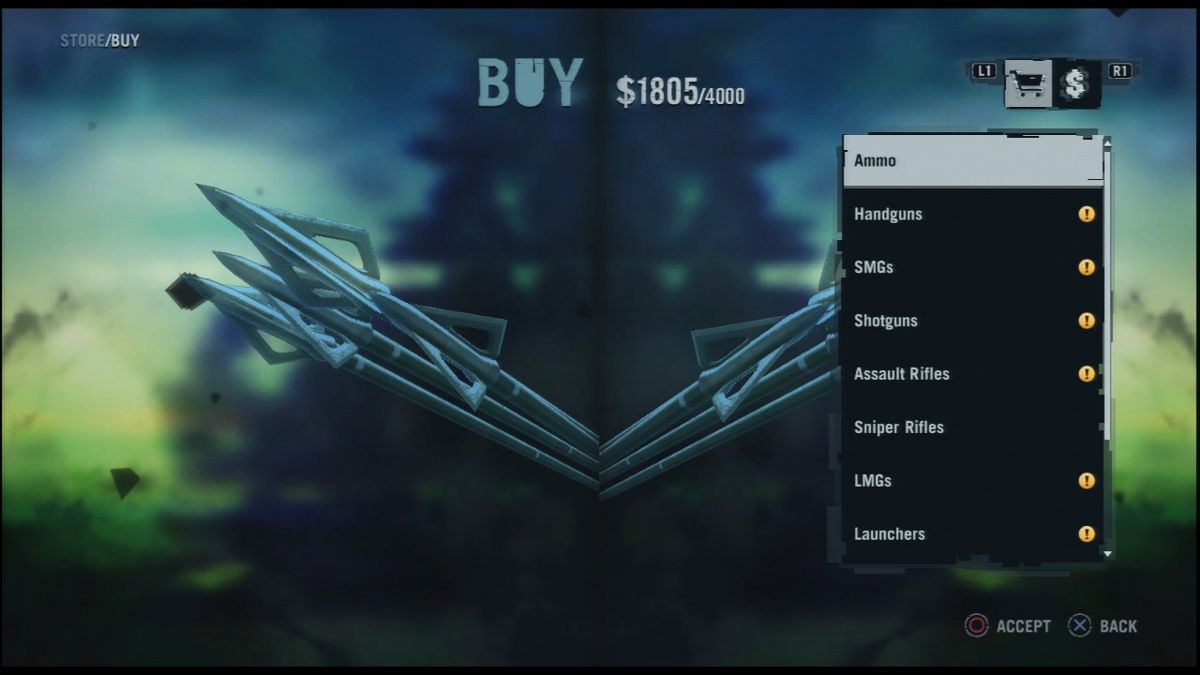 Far Cry 3 (PlayStation 3) screenshot: Buying weapons.