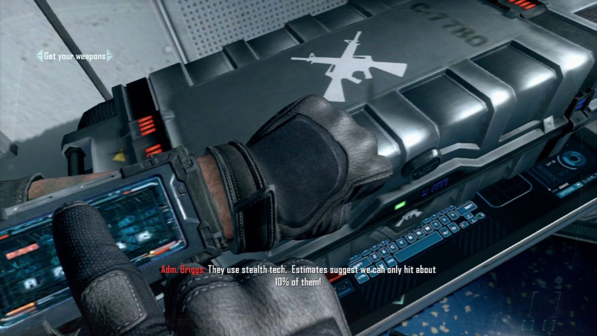 Call of Duty: Black Ops II (PlayStation 3) screenshot: Hacking the weapons stash.