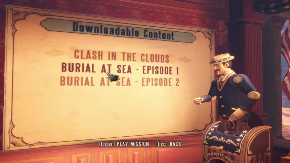 BioShock Infinite: Burial at Sea - Episode One (Macintosh) screenshot: DLC access to Burial At Sea Episode 1