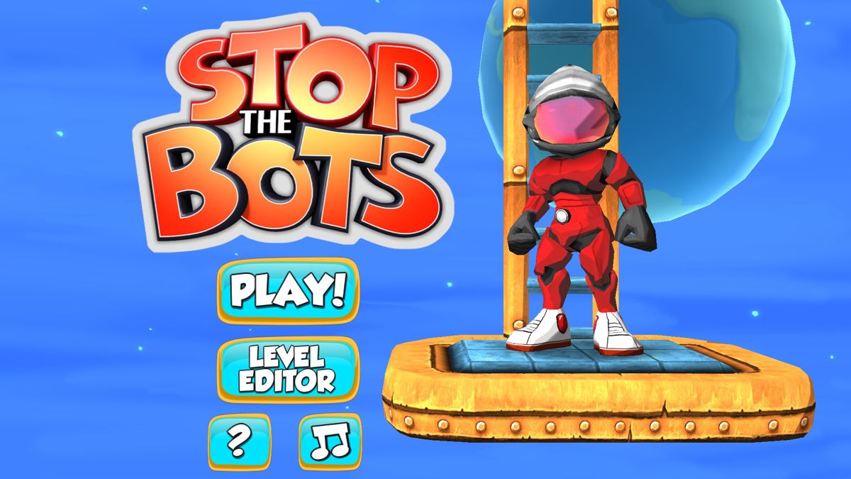 Stop the Bots (Browser) screenshot: Title screen and main menu