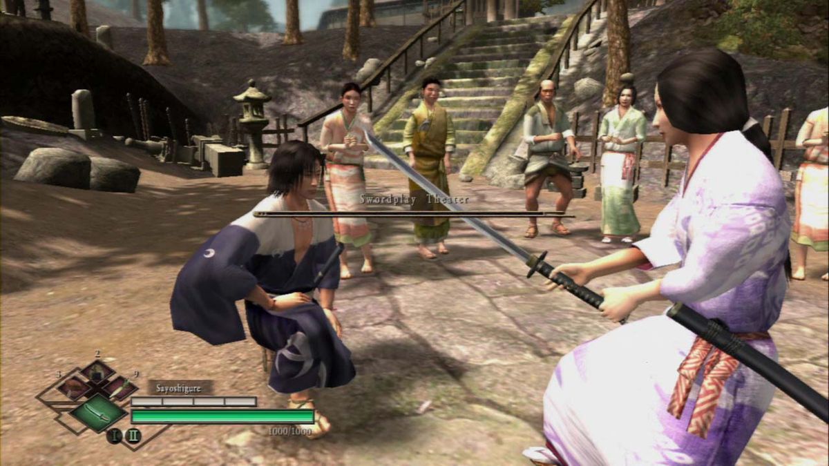 Way of the Samurai 3 (PlayStation 3) screenshot: Another side game. Try not to get your head chopped.