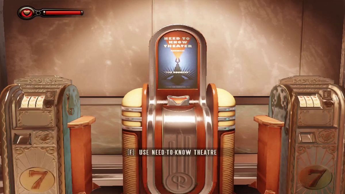 BioShock Infinite: Burial at Sea - Episode One (Macintosh) screenshot: A NEED-TO-KNOW and slots machines