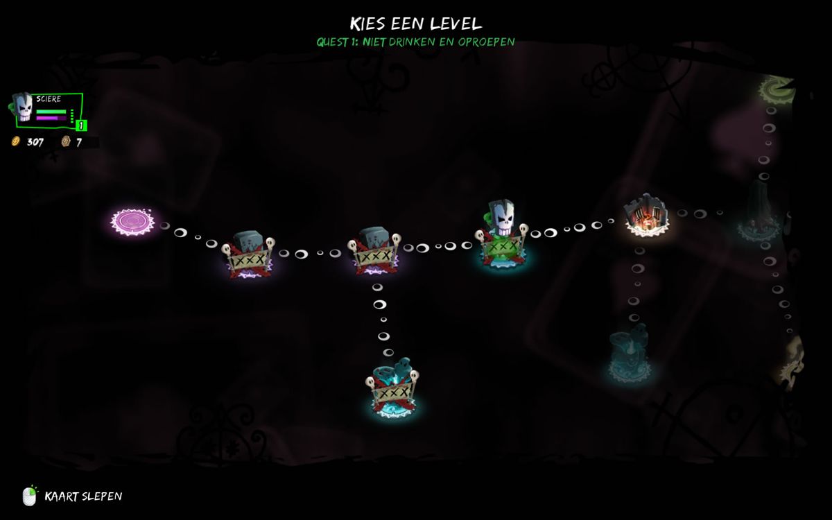 Full Mojo Rampage (Windows) screenshot: Level path for the first quest (Dutch version)
